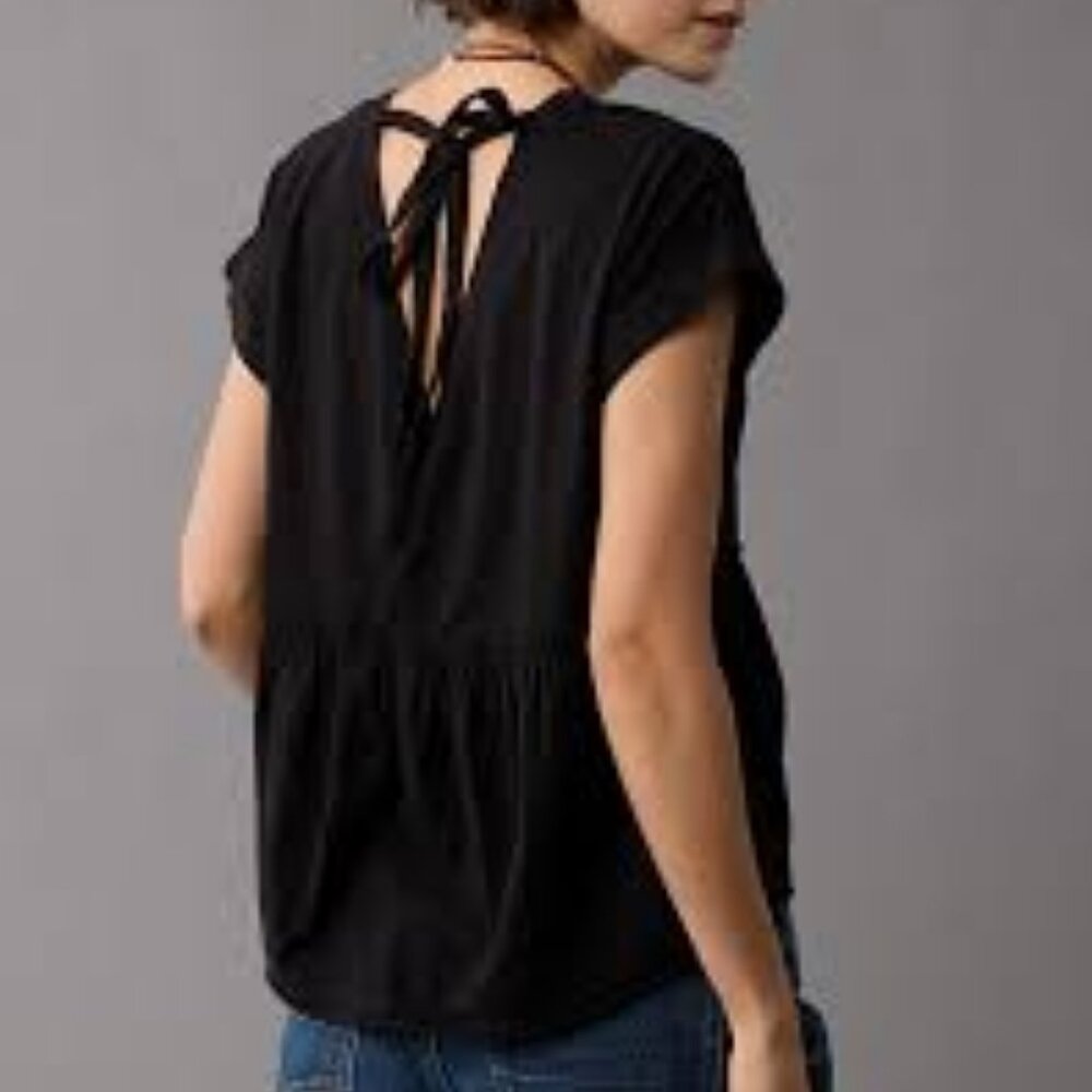 American Eagle Oversized Tie Back Top with Babydoll Waist